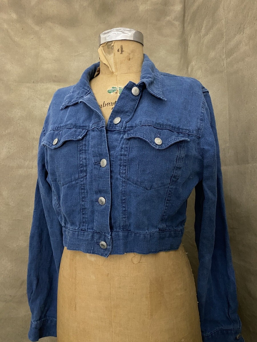 Jean Jacket Denim Linen Jacket Vintage Gap Blue Beachy Soft LINEN