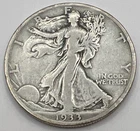 1933 S Walking Liberty Silver Half Dollar VF+ Full Date & Rims Awesome Coin A3