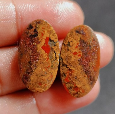25 CT Natural Seam Agate Oval Shape Pair Stone Loose Gemstone Wholesale 13x24 MM