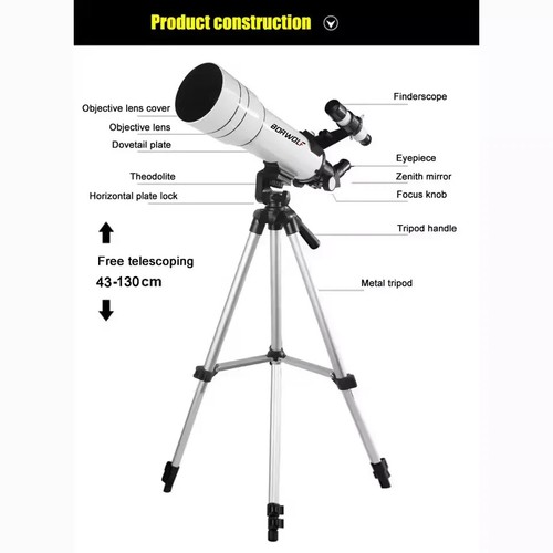 BORWOLF 70400 High-Definition Astronomical Telescope 333X Free Phone Attachment - Picture 9 of 13