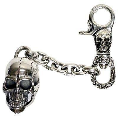 Heavy Skull Silver Key Chain Biker Jewelry - Picture 1 of 3