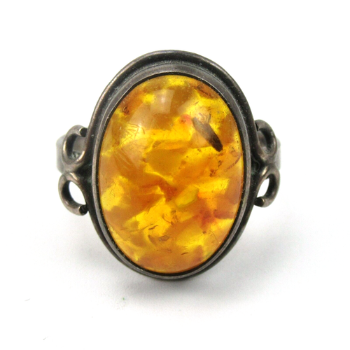 FISCHLAND Designer Ring Silber 835 Bernstein Silver Amber Vintage Mid-Century - Bild 2 von 4