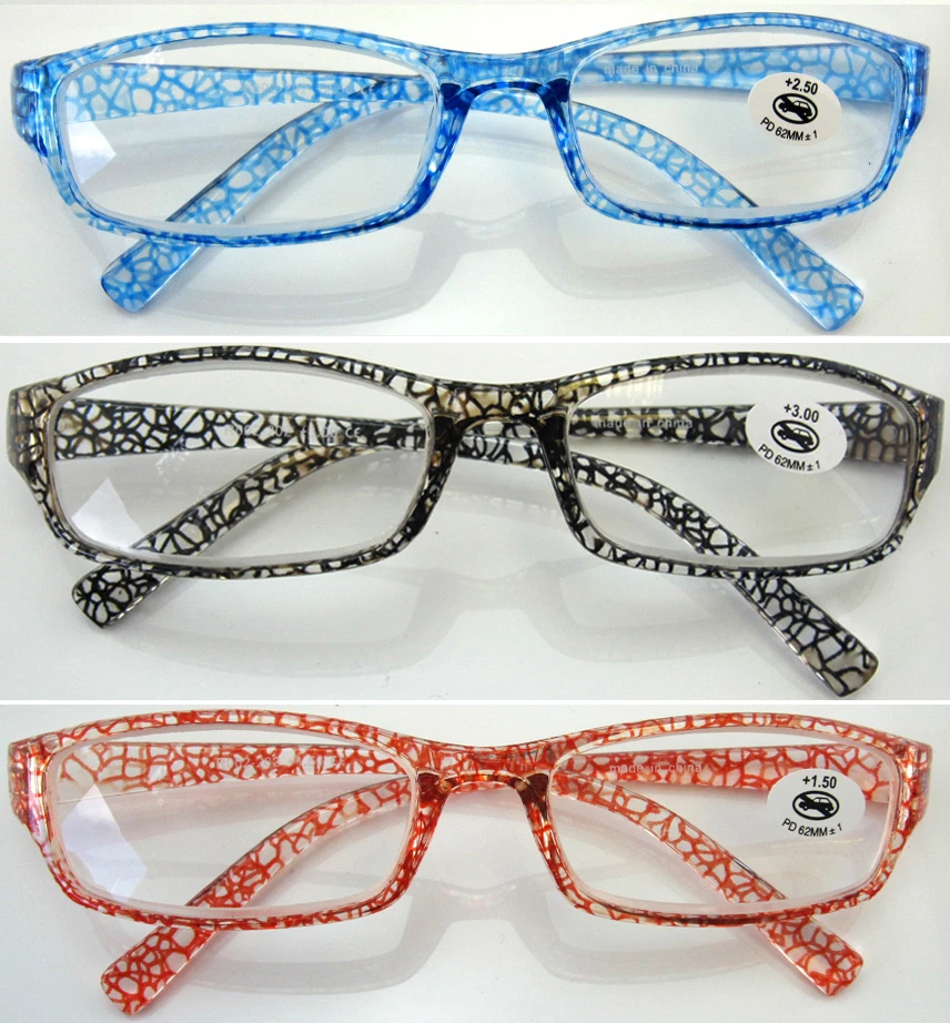 Net Pattern Reading Glasses Mens Womens Transparent With Black Blue Orange L202
