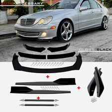 Glossy Black Front Bumper Lip Splitter Lower Spoiler Body Kit For Mercedes W203