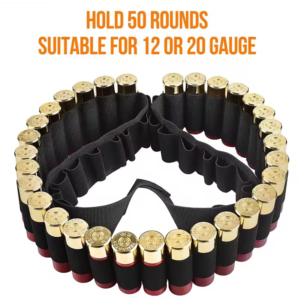 Tactical Shotgun 50 Rounds 12 & 20GA Shell Bandolier Ammo Belts Holder Hunting