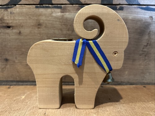Vintage Scandinavian Swedish Goat Julbock Wood Candle Holder - Picture 2 of 8