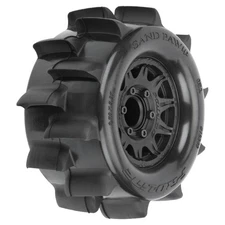 Pro-Line Racing Sand Paw HP BELTED 2.8" Sand Truck Tires Mounted on Raid Black