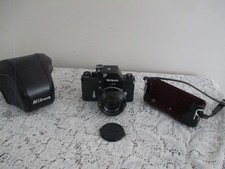 Vintage Black Nikon F Camera With NIKKOR-S Auto 1:1.4 f 50mm Lens Leather Case