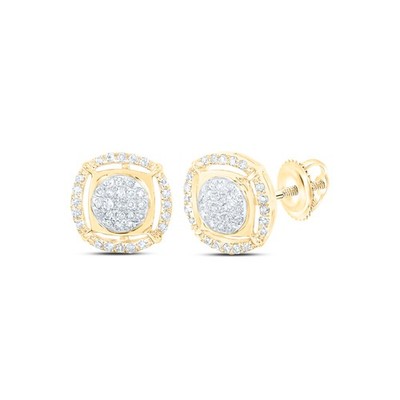 Quadratische Ohrstecker 0,23 kt natürlicher Diamant 10 kt Gelbgold
