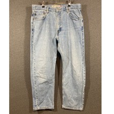 Levis 505 Regular Fit Jeans Mens 36x30 Light Wash Blue Straight Leg Denim 0721