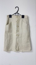 Valentino Boutique Vintage Linen Skirt M Beige 90s Made in Italy