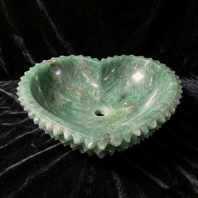 Aventurine Heart Vessel Sink | Handcrafted Gemstone Bathroom Basin | Premium
