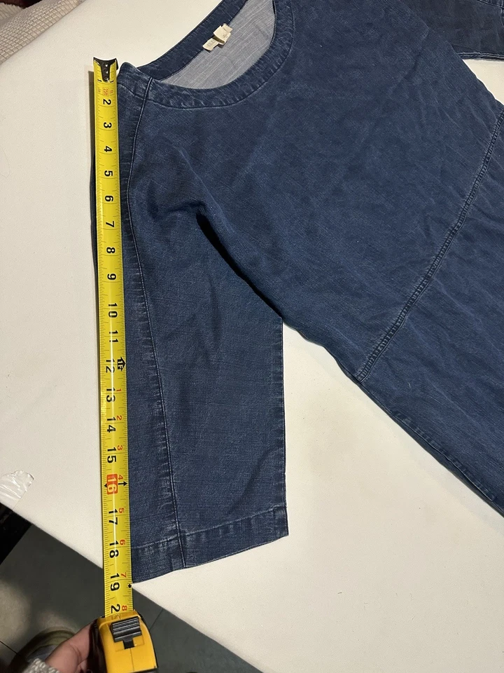 Eileen Fisher Tencel органический хлопок джинсовой ткани платье синий шамбре расслабленный крой богемное - Изображение 4 из 4