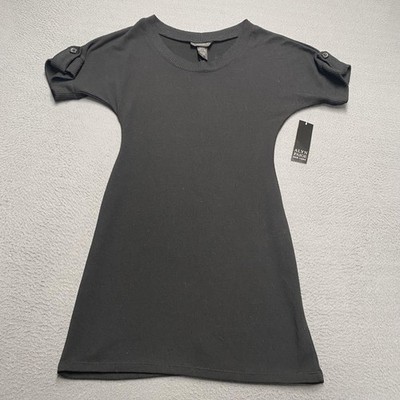 Alyn Paige Sweater Dress Womens Small Black Short Sleeve Knit Bodycon Casual