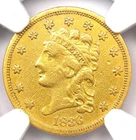 1836 Classic Gold Quarter Eagle $2.50 Coin - Certified NGC VF Details - Rare!