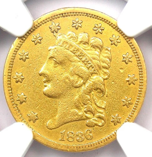 1836 Classic Gold Quarter Eagle $2.50 Coin - Certified NGC VF Details - Rare!