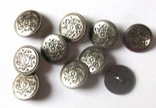 10 vintage metal buttons, pewter coloured 18mm 