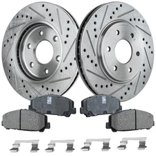 Disc Brake & Pad Kit For 11-2012 Suzuki Equator Front Left Right Cross-drilled