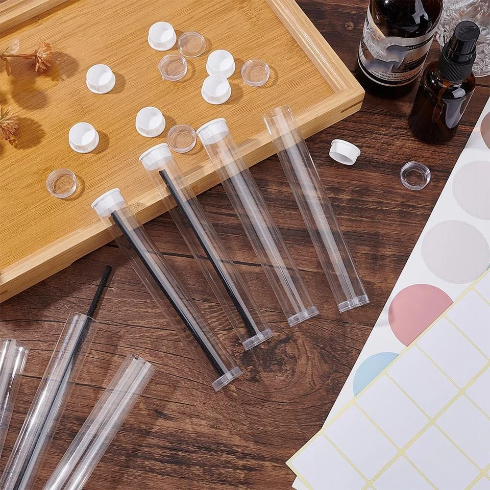 Paquete de 20 tubos de plástico transparente tubos de almacenamiento vacíos con tapa 5 pulgadas de largo redondo2150 Foto 3 de 4