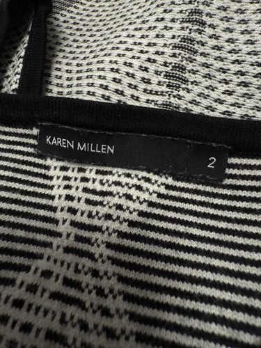 KAREN MILLEN UK 8/10 EU46/38 US 4/6 Grey Black BLOCK Argyle Fine Knit Mini Dress - Picture 17 of 17