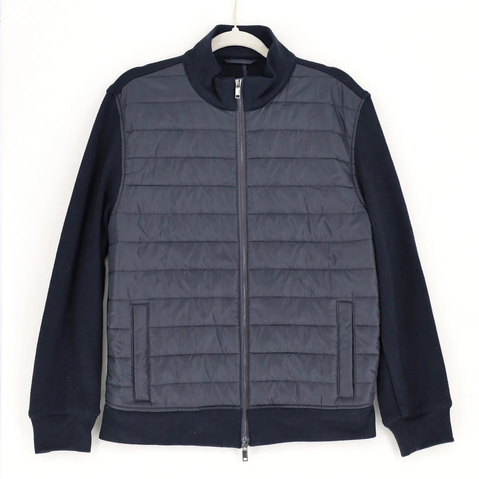 Chaqueta Bomber Alfani Para Hombre Negra Mixta Acolchada Tejida Informal Cremallera Completa Talla S Foto 2 de 4