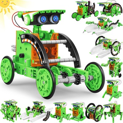 Bottleboom STEM 13-in-1 Education Solar Power Robots Toys for Boys Age Green 