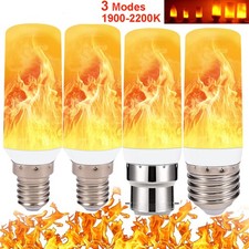 E12 E14 E27 B22 LED Flame Effect Fire Light Bulbs 3 Modes Flickering Decor Lamp