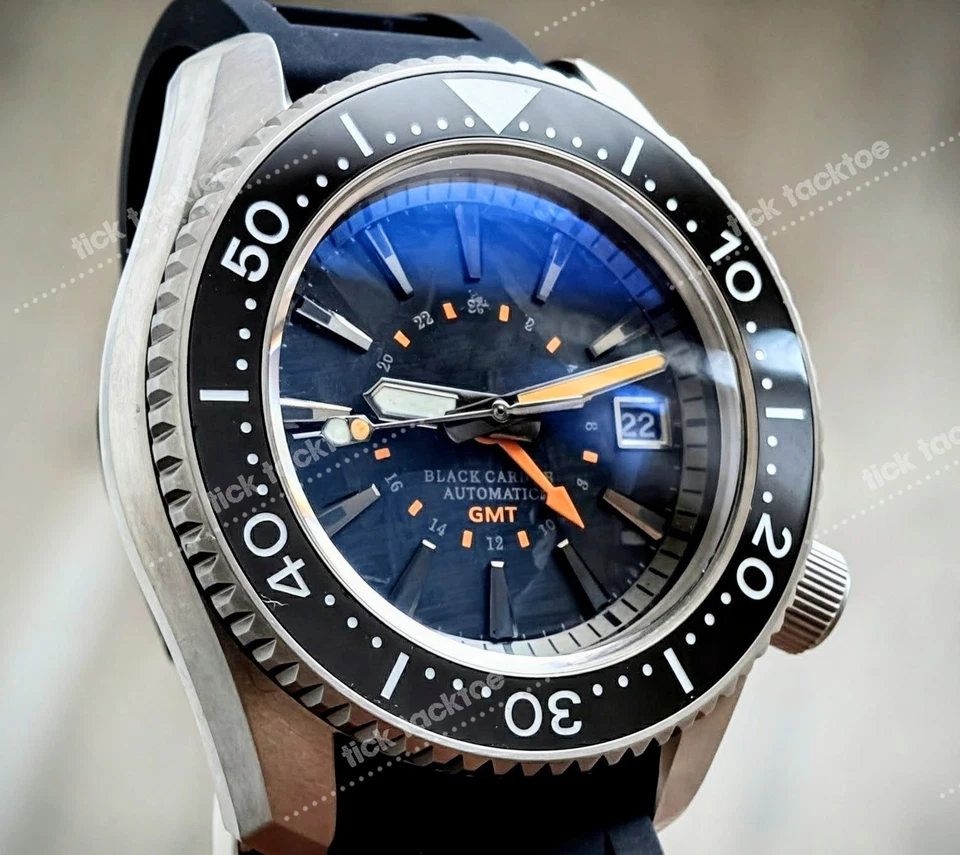 Reloj TITANIO Automático GMT Sub Diver SEA LORD Negro Carbono Mod 43mm ¡ZAFIRO! Foto 3 de 4