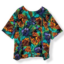 Nicola Plus Size Vintage Top Womens Size 3X 90s Tropical Colorful Artsy USA Made