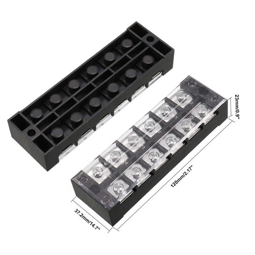 2 Stück 6 Positionen zweireihig 600V 45A Kabel Absperrblock Klemmenleiste TB-4506L - Bild 3 von 3