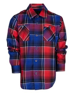 Youth Dixxon Pastrana Flannel Shirt Medium Red Blue