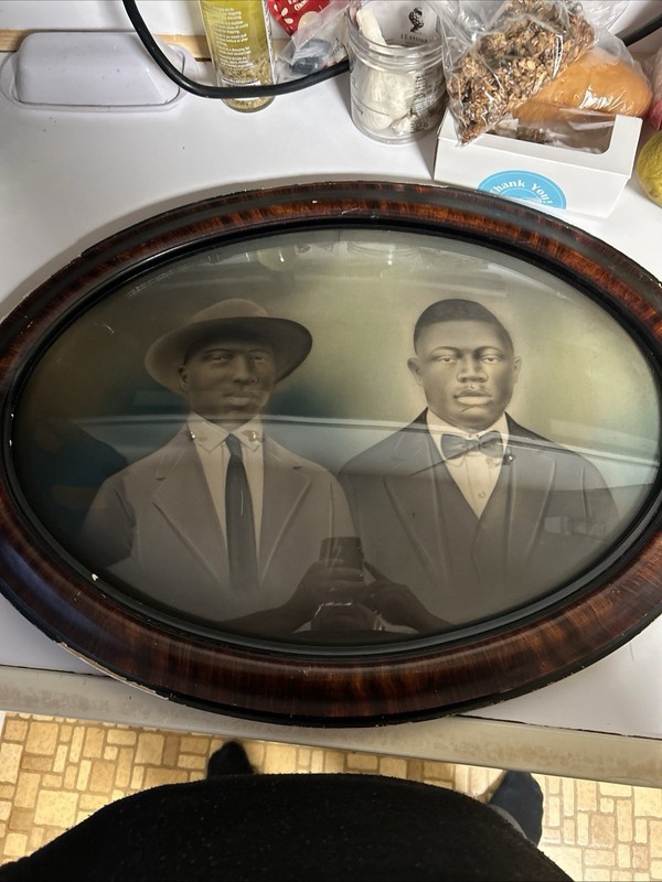 Antique African-American Oval Tigerwood Picture ￼