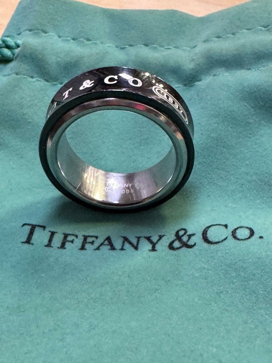 Tiffany & Co Ring 925 Sterling Silver Black & White T & Co 2005