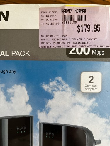 BELKIN Surf Powerline Dual Pack HD Media Boost Internet 200 Mbps Technology Wifi - Picture 2 of 7