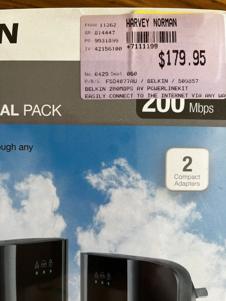 BELKIN Surf Powerline Dual Pack HD Media Boost Internet 200 Mbps Technology Wifi - Image 2 of 4