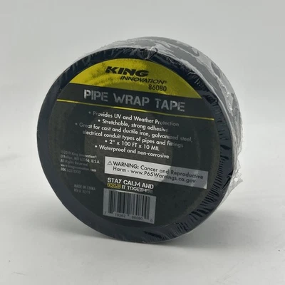 King Innovation Waterproof Pipe Wrap Tape 2"x100' UV & Weather Protection 86080