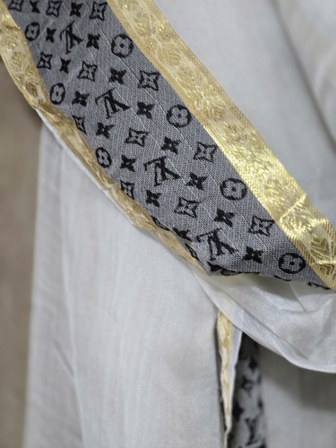 Louis Vuitton Monogram Black & White scarf/ Pure Chiffon. 2 Yards - Picture 13 of 16