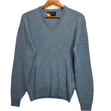 VTG Robert Bruce Wool Blend Sweater Blue V-Neck Men's Medium Pullover USA