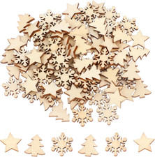 100Pcs Unfinished Wooden Stars Ornaments, Cutout Blank Wood Pieces Star, 0.59''