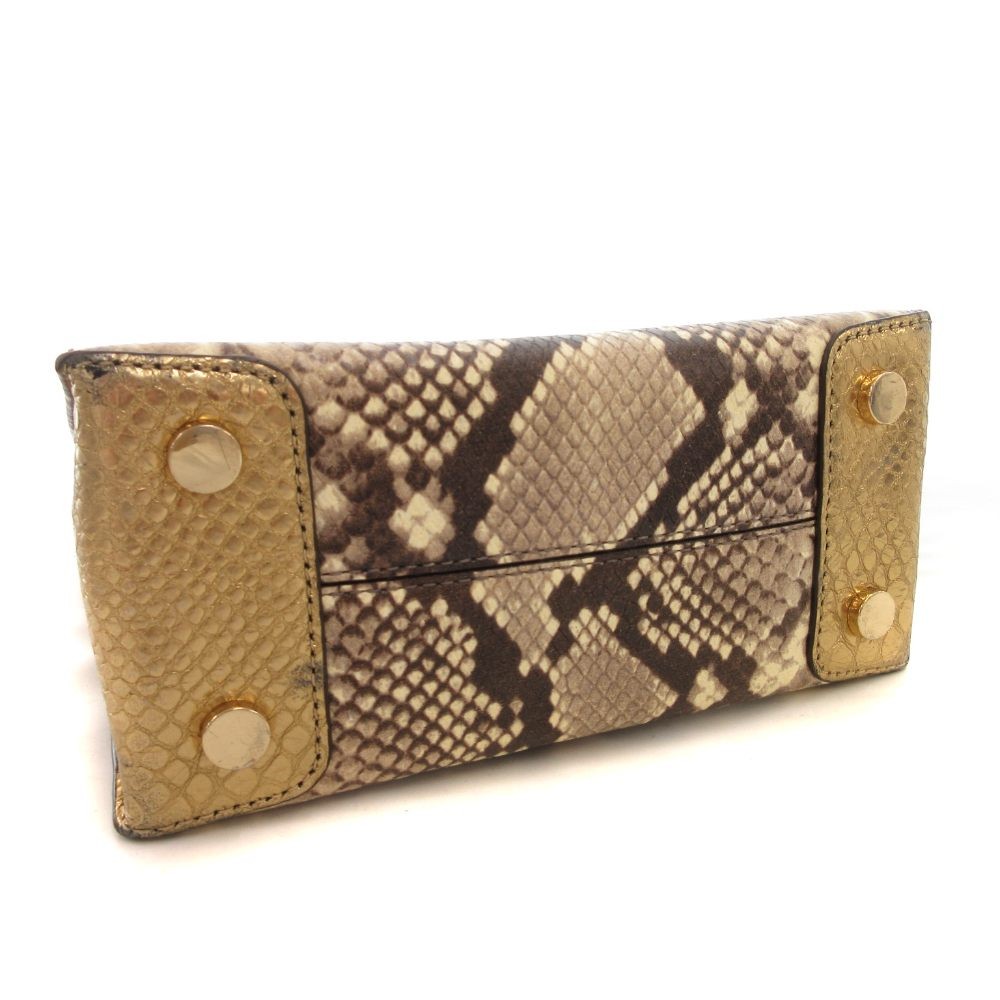 Michael Kors Handbag Python Embossed Leather Beig… - image 4