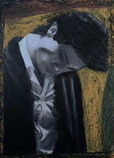 Man Portrait Moderne Kunst Ölpastell Mix Media A4 Papier Modern Art Oil Pastel