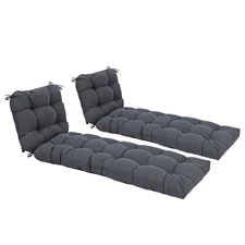 Aoodor 2Pcs Patio Chaise Lounge Chair Cushions 76"x22" Tufted Outdoor Mat Pads