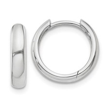 Hinged Huggie Round Hoop Earrings in 14k White Gold, 12mm 7/16 Inch E9758