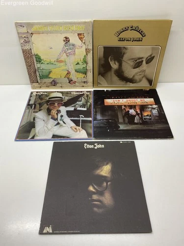 Mixed Lot of 5 Elton John Vinyl Records Albums Untested
