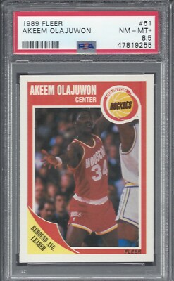 1989 FLEER #61 AKEEM OLAJUWON PSA 8.5 NM-MT++ ROCKETS NEW PERFECT