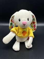 Infantino Small 8” White Bunny Rabbit Plush Yellow Carrot Sweater Colorful Ears