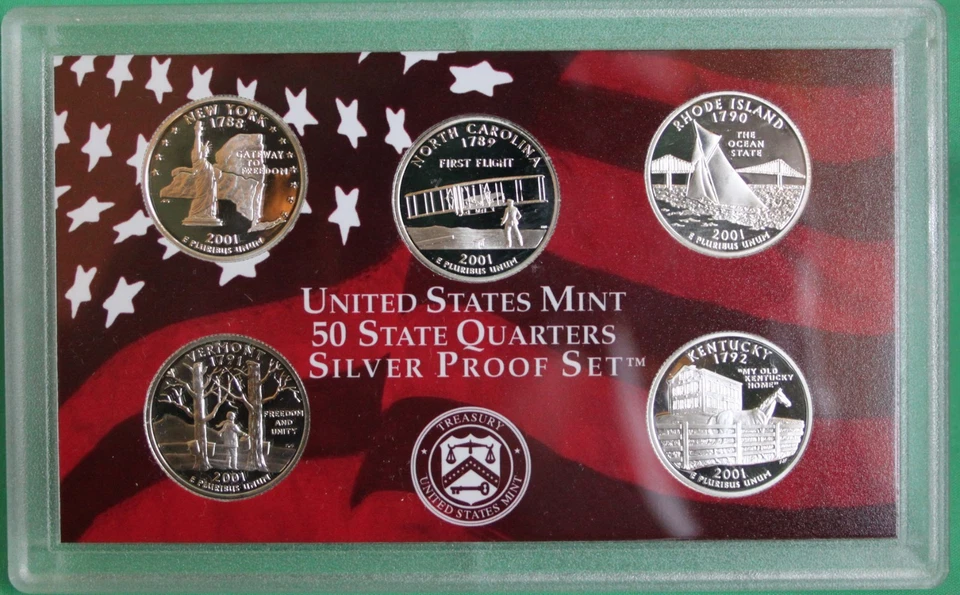 2001 United States Mint ANNUAL 10 Coin SILVER Proof Set with Box and COA - Image 3 of 4