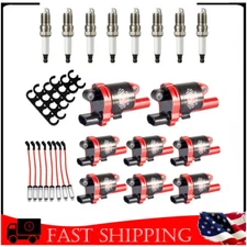 8 Pack Round Ignition Coil+Spark Plug+Wire for GMC Chevy Silverado 1500 V8 UF742