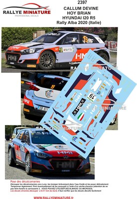 DECALS 1/24 REF 2397 HYUNDAI I20 DEVINE RALLY DI ALBA 2020 RALLY ITALY
