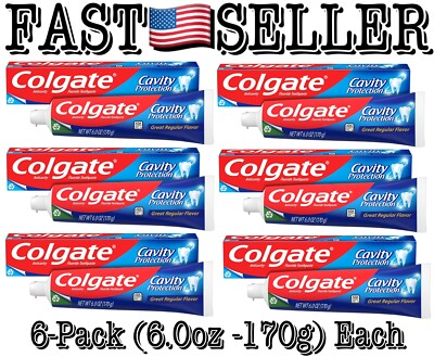 6-Pack Colgate Fluoride Toothpaste Cavity Protection Value Pack 6oz Exp: 05/25+